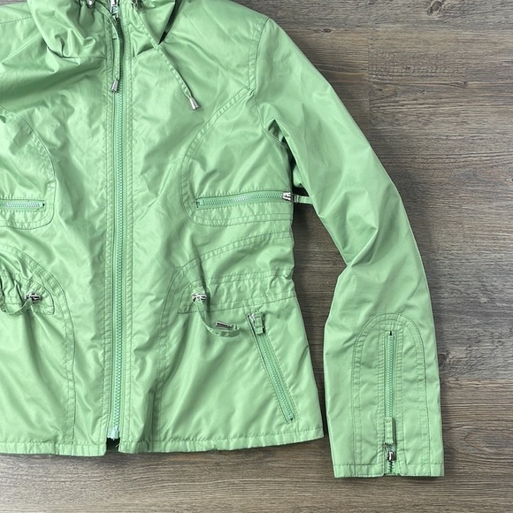 Gallery Petites Zip Up Lime Green Windbreaker Light Weight Jacket, size PS - Picture 7 of 12